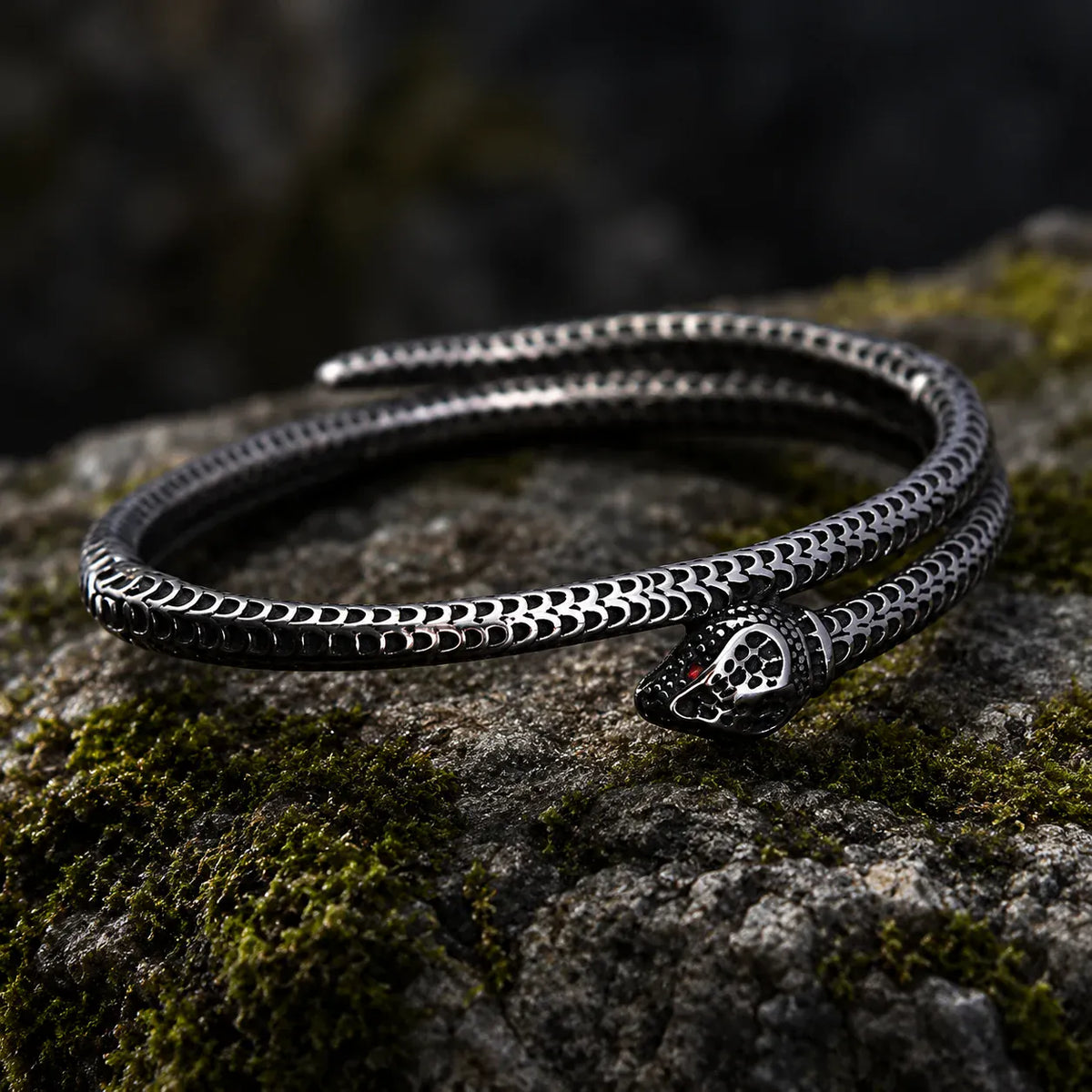Bracelet Serpent Double Tour à Écailles Ciselées