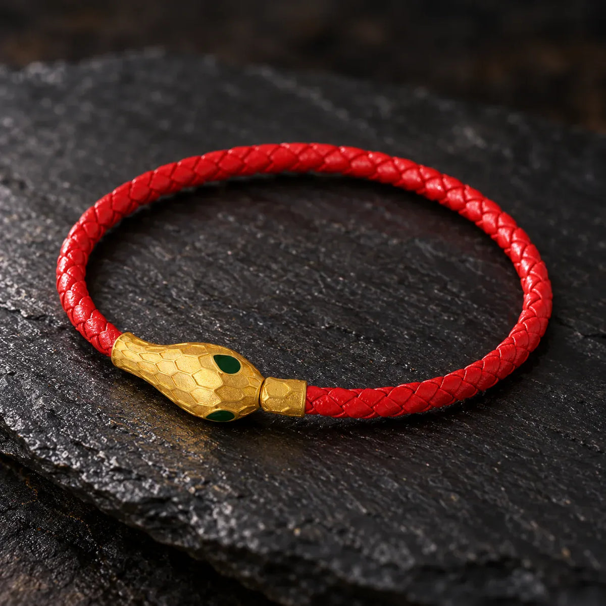 Bracelet Tressé Tête de Serpent