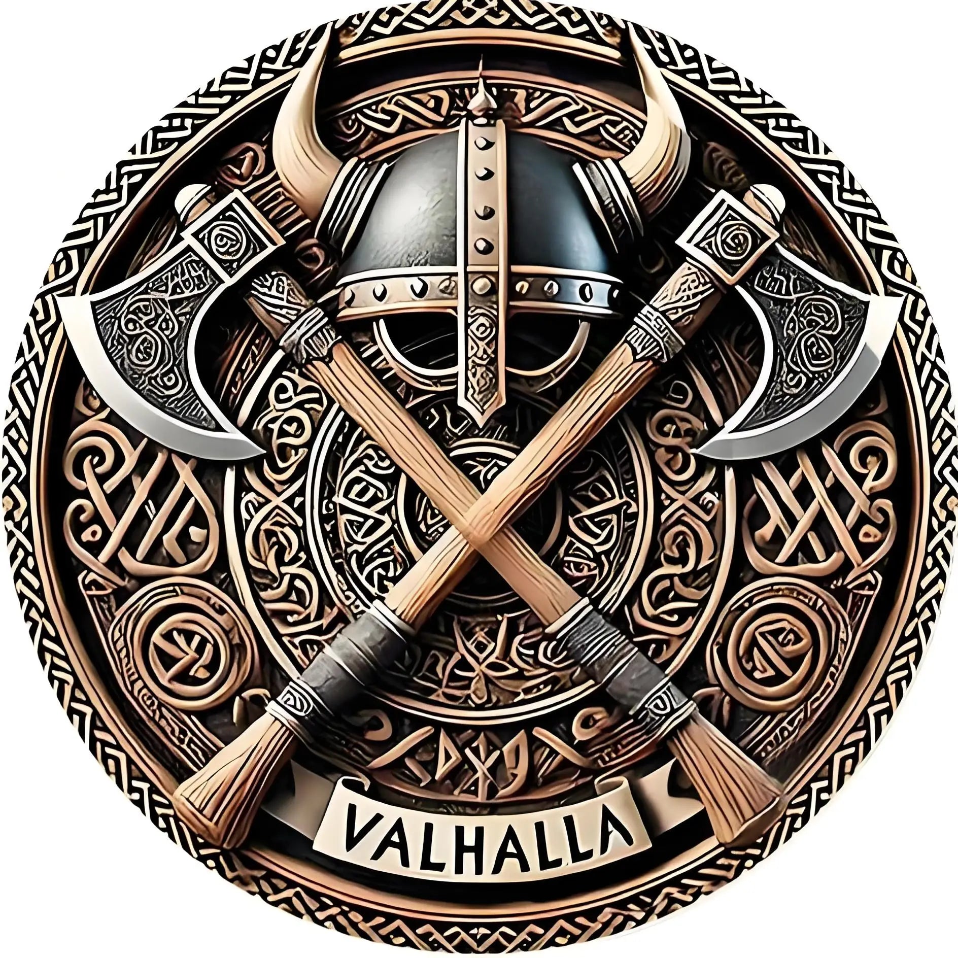 Panneau Mural Viking aux Haches Casque à cornes — Valhalla