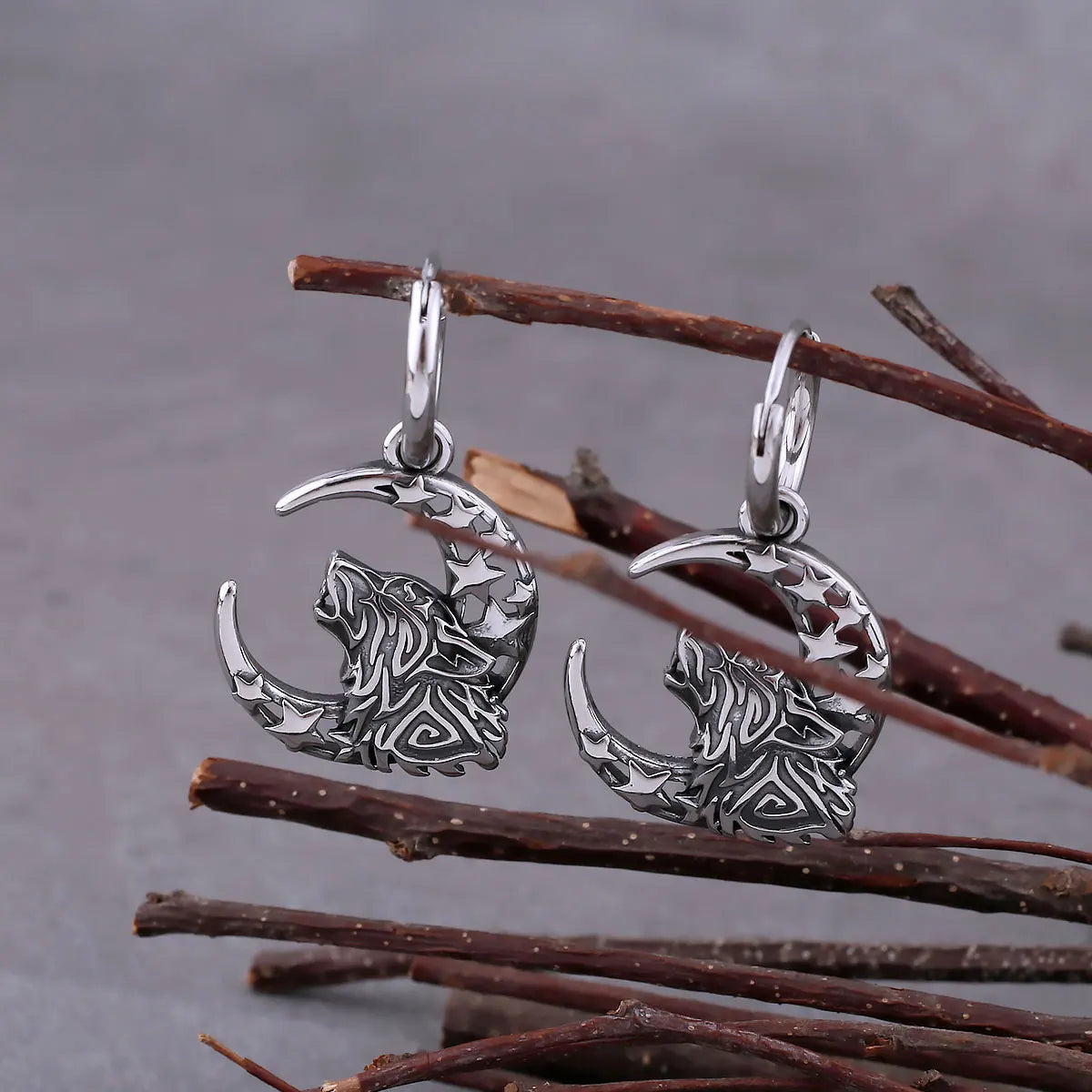 Pendantes Loup & Croissant de Lune Sans coffret