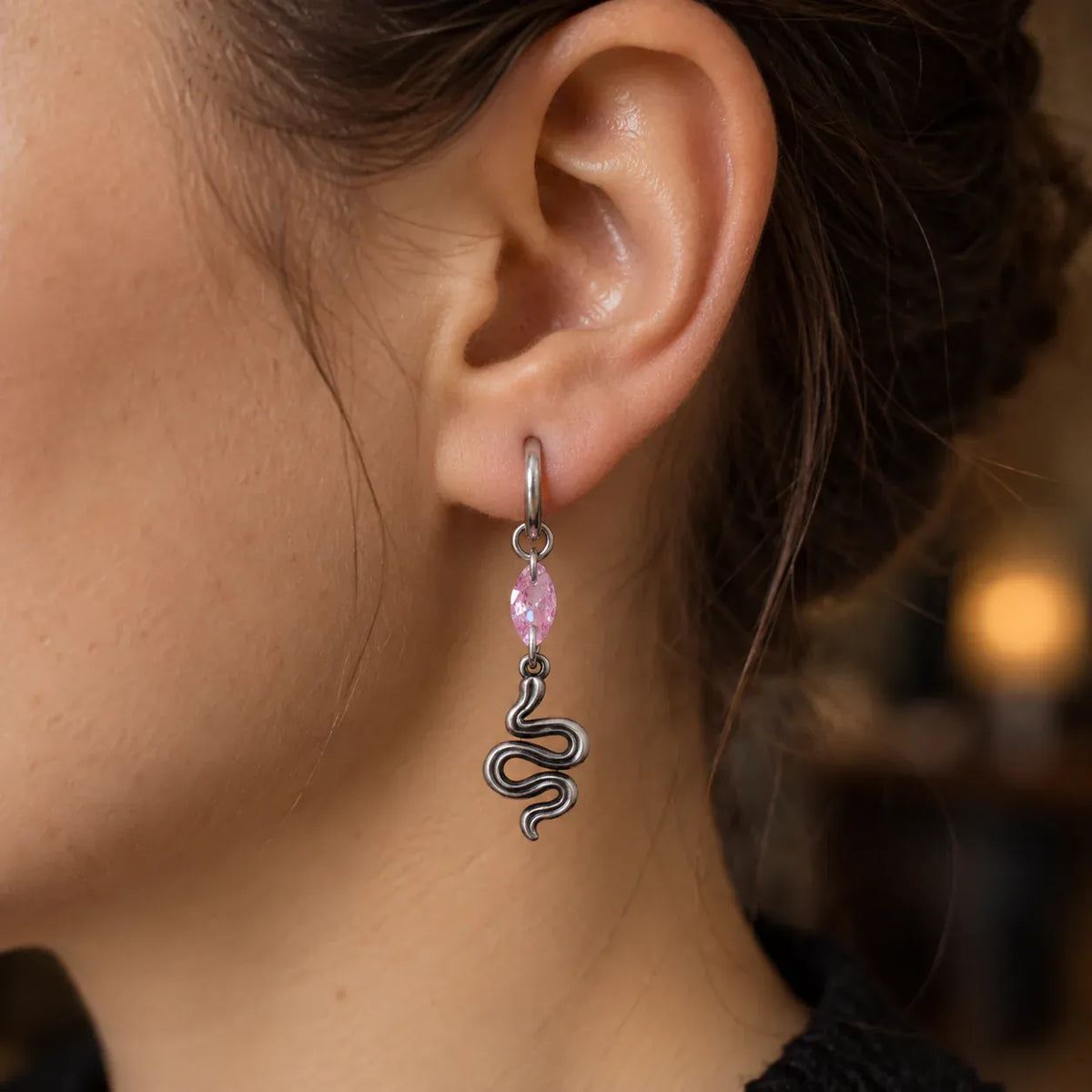 Pendantes Serpent au Zircon Navette