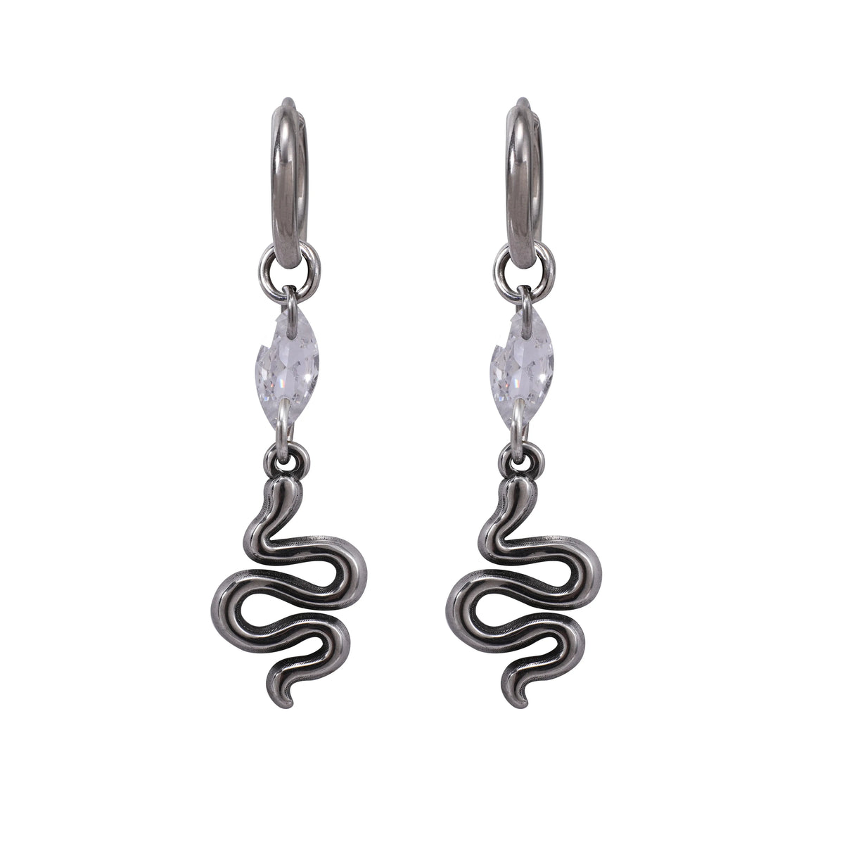 Pendantes Serpent au Zircon Navette Cristal