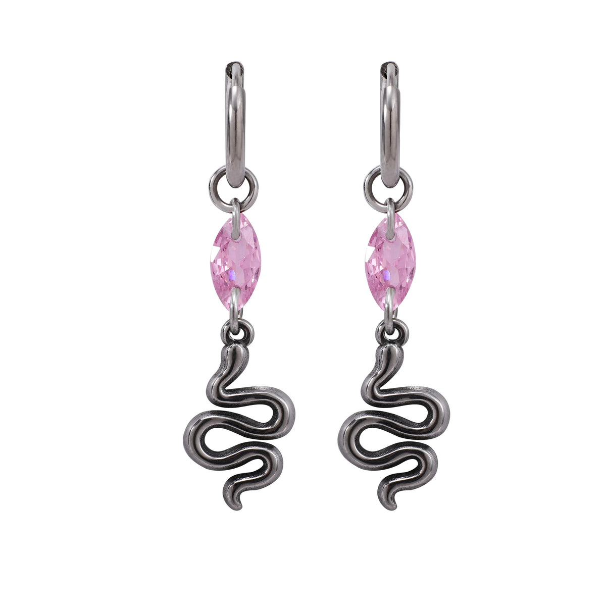 Pendantes Serpent au Zircon Navette Rose