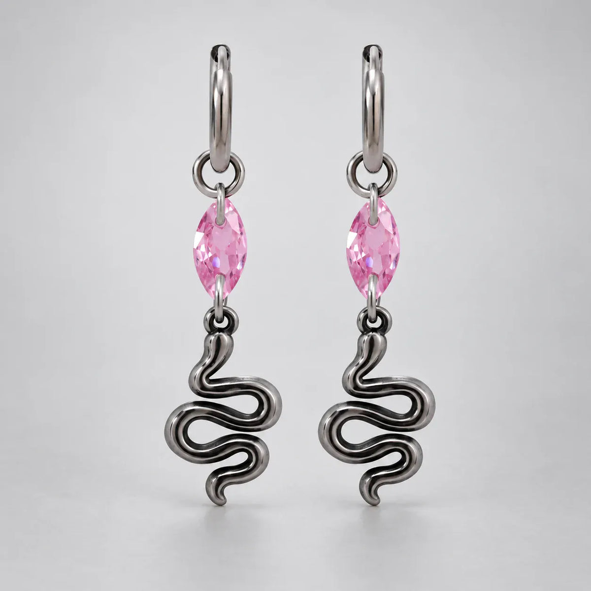 Pendantes Serpent au Zircon Navette Rose