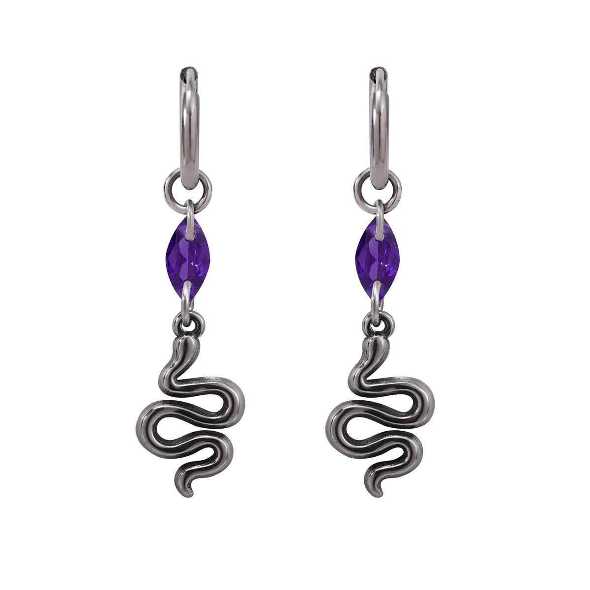 Pendantes Serpent au Zircon Navette Violette
