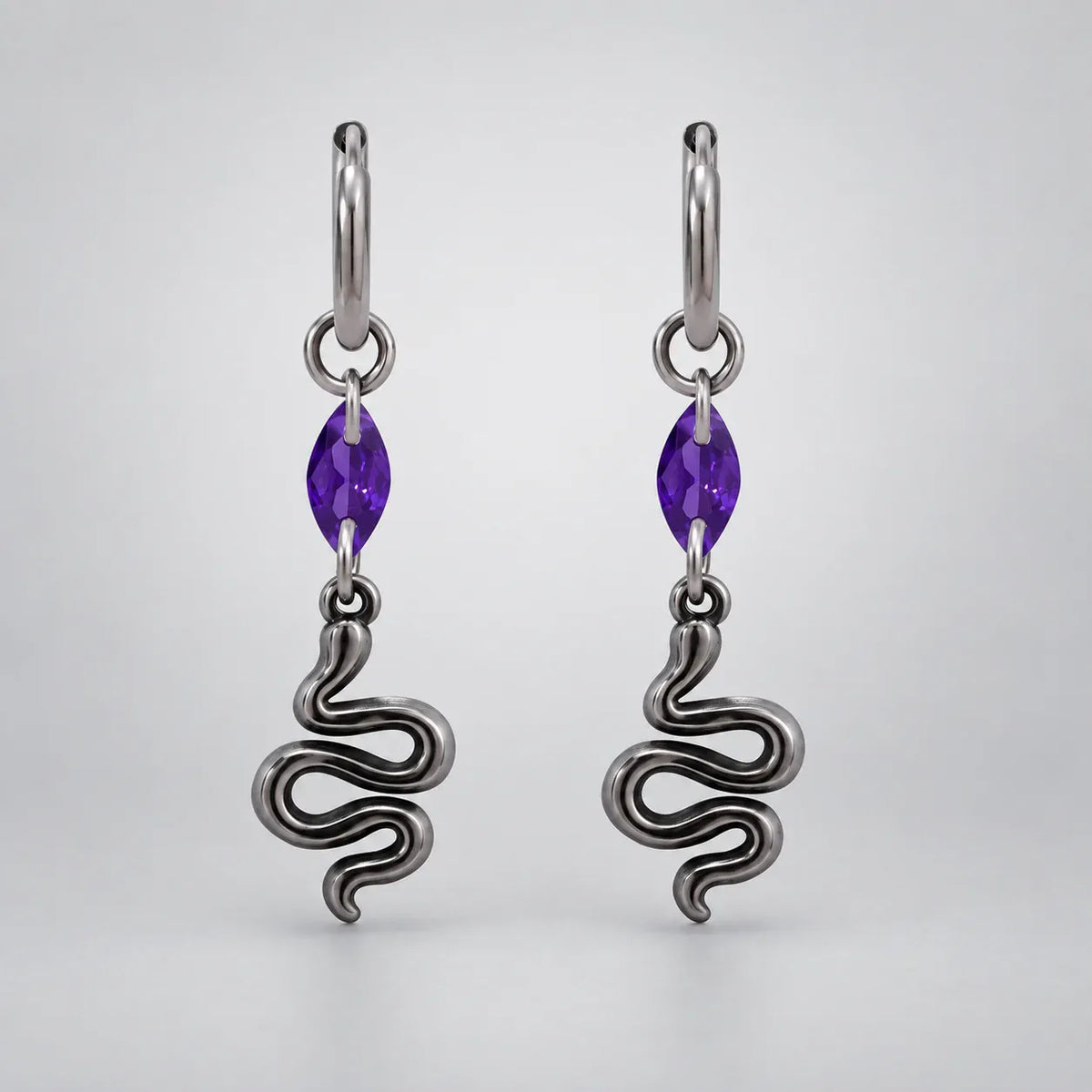 Pendantes Serpent au Zircon Navette Violette