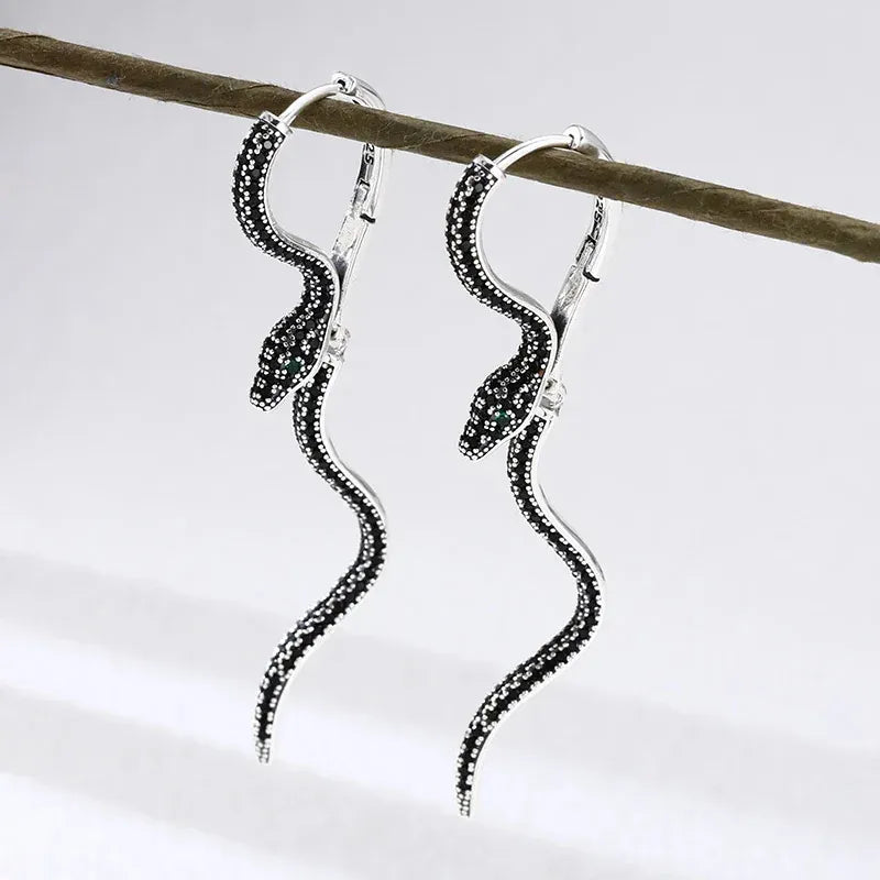Pendantes Serpent Pavé de Zircons Noirs