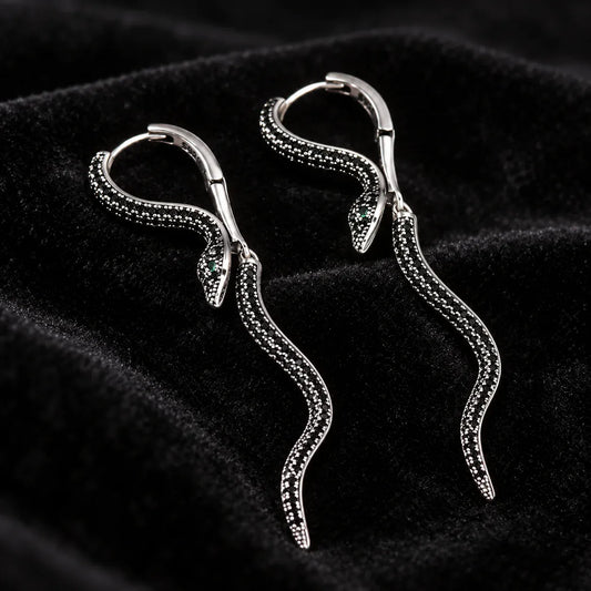 Pendantes Serpent Pavé de Zircons Noirs