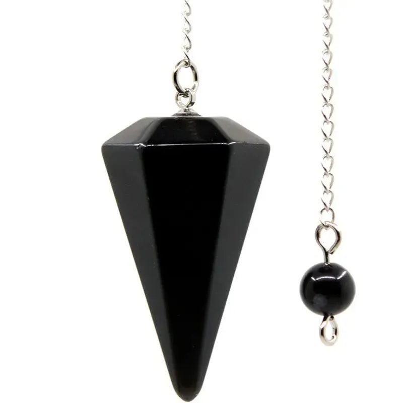 Pendule Cône Hexagonal en Pierre Agate noire