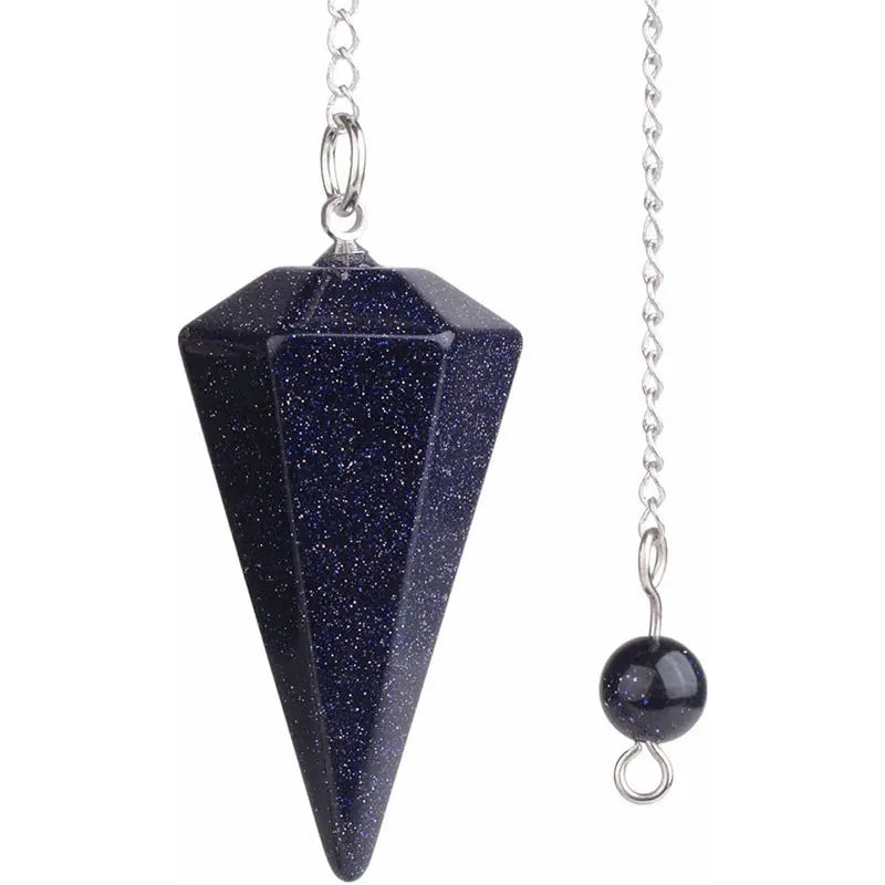 Pendule Cône Hexagonal en Pierre Pierre de sable bleue