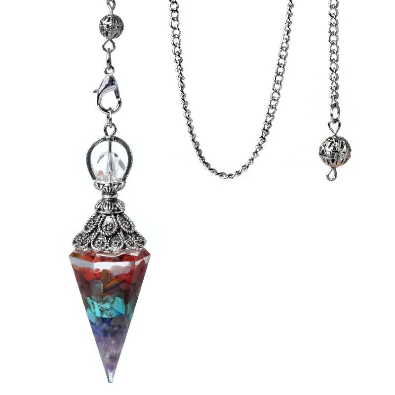 Pendule Cône Serti en Pierre Multicolore