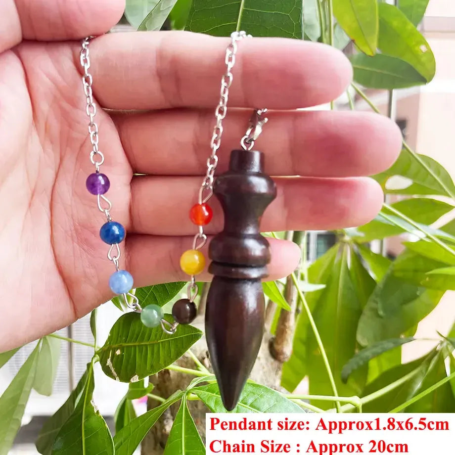 Pendule de Thot en Bois Chaîne 7 chakras