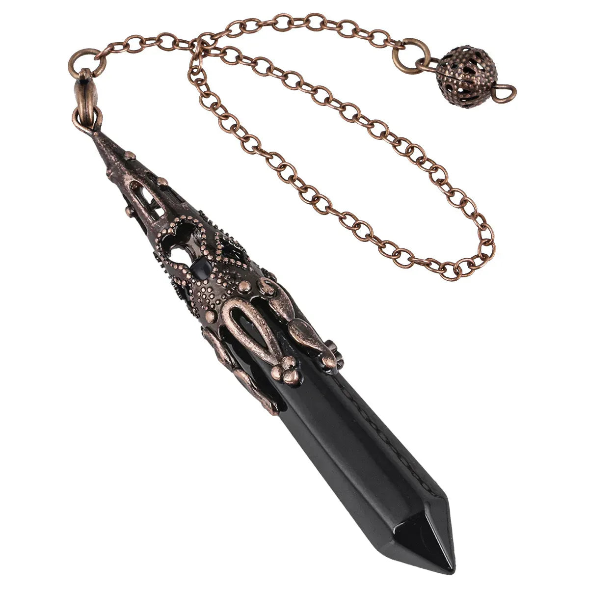 Pendule Dragon en Pierre Naturelle Obsidienne — 7 cm