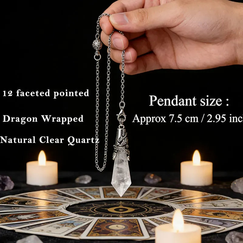 Pendule Dragon en Pierre Naturelle Quartz clair — 7,5 cm