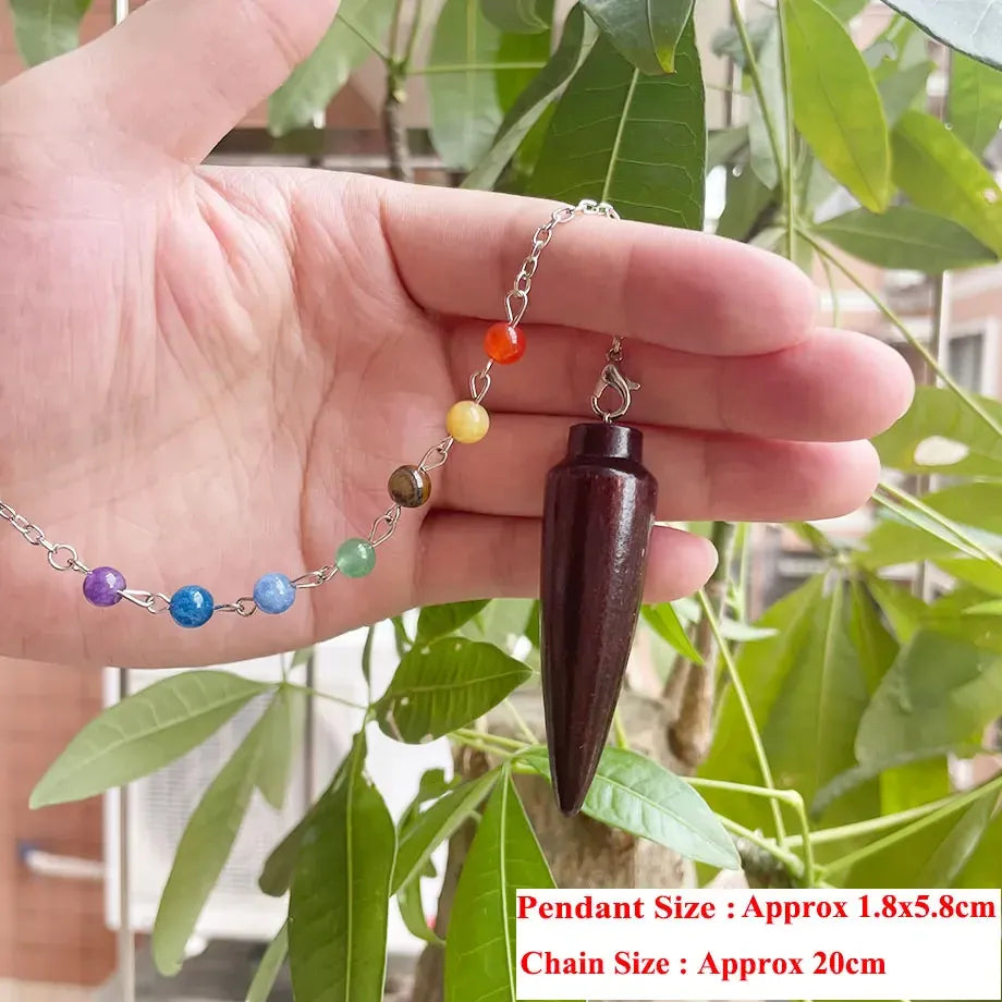 Pendule en Bois Ogive large — chaîne chakras