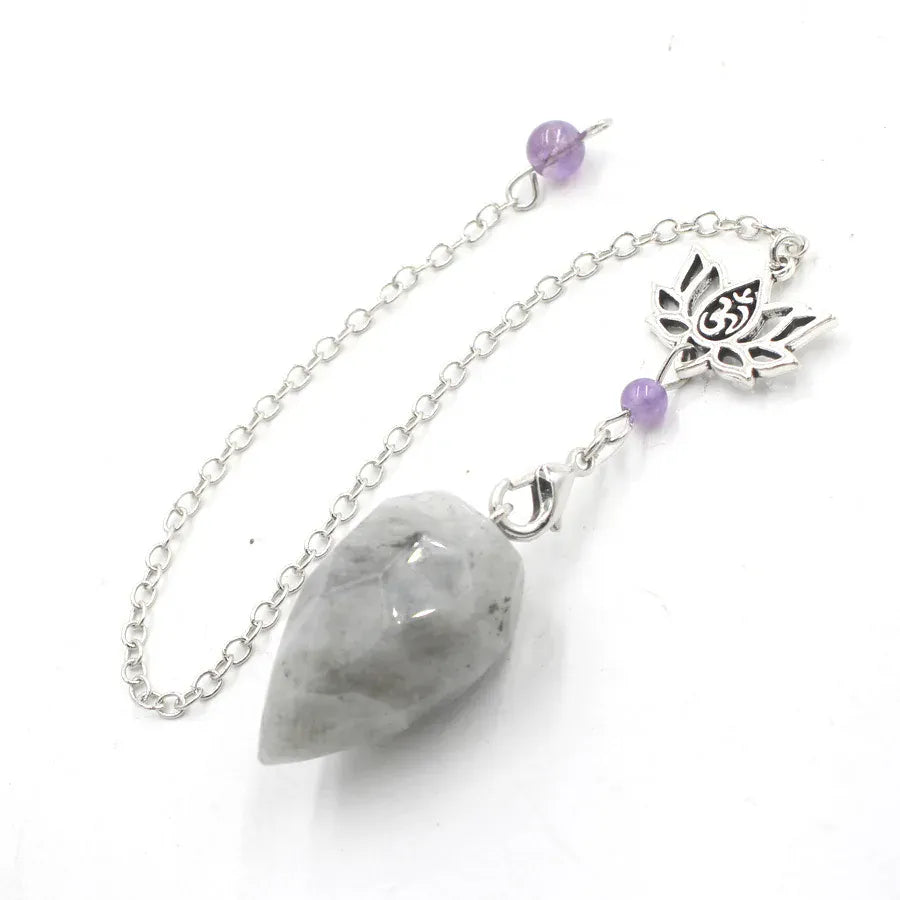 Pendule Lotus en Pierre Naturelle Labradorite