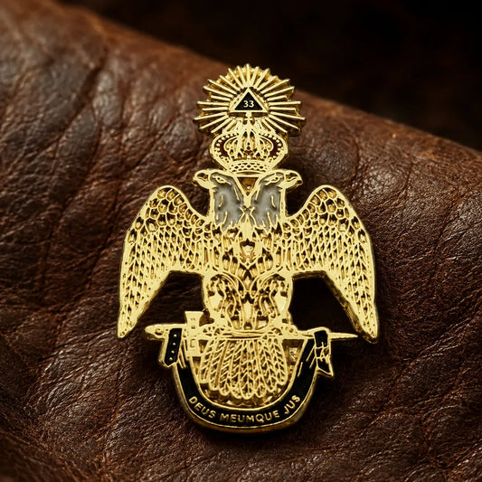 Pin's franc-maçon aigle bicéphale 33e degré doré