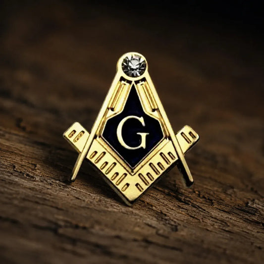Pin's franc-maçon compas et équerre doré lettre G
