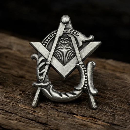 Pin’s franc-maçon compas et équerre ornementé
