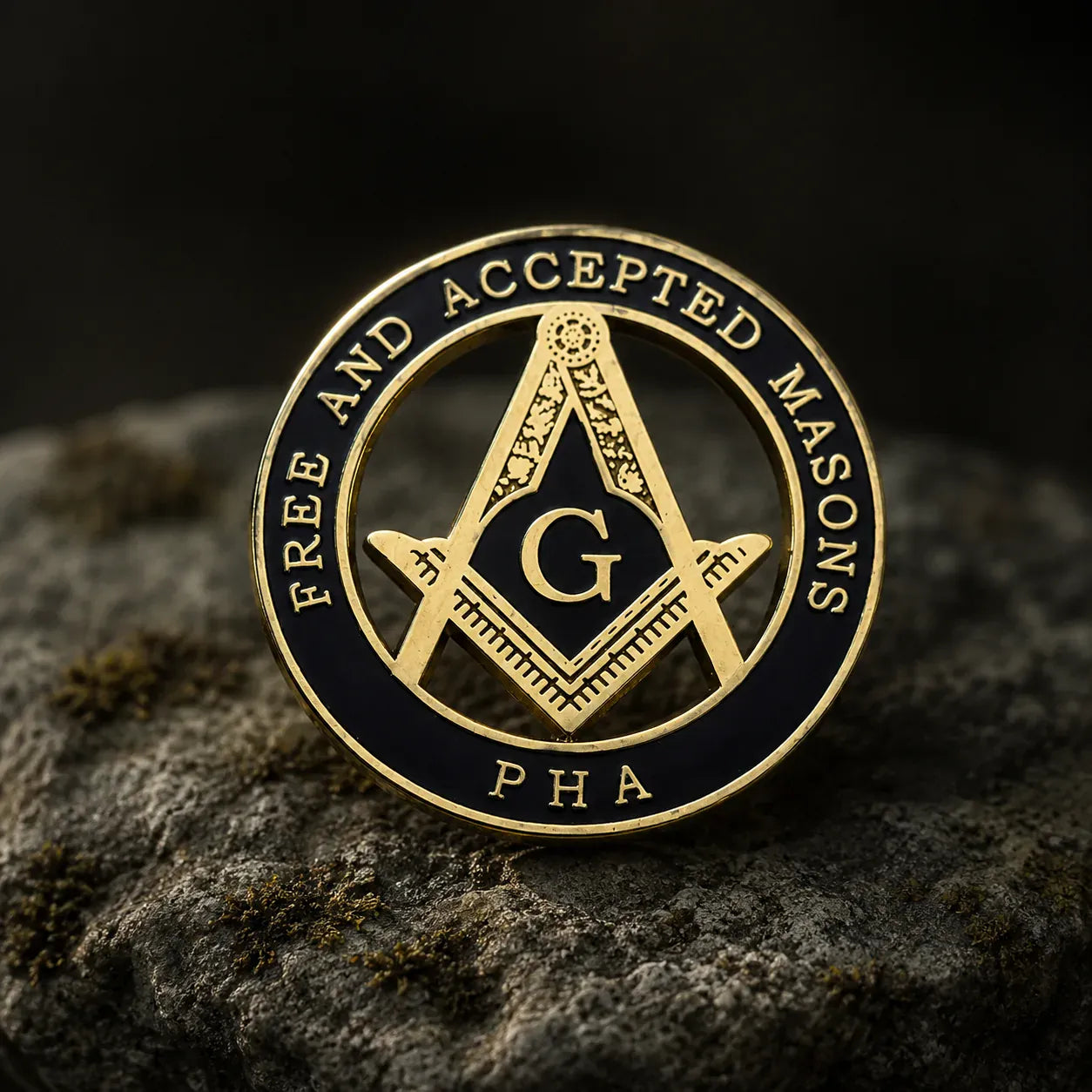 Pin's franc-maçon médaillon compas et équerre