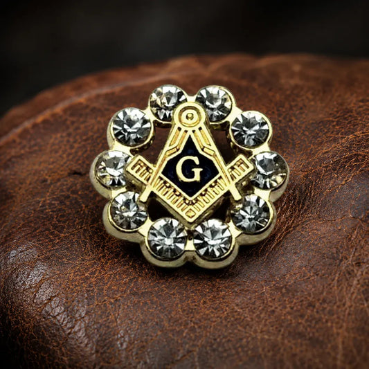 Pin's franc-maçon médaillon strass lettre G