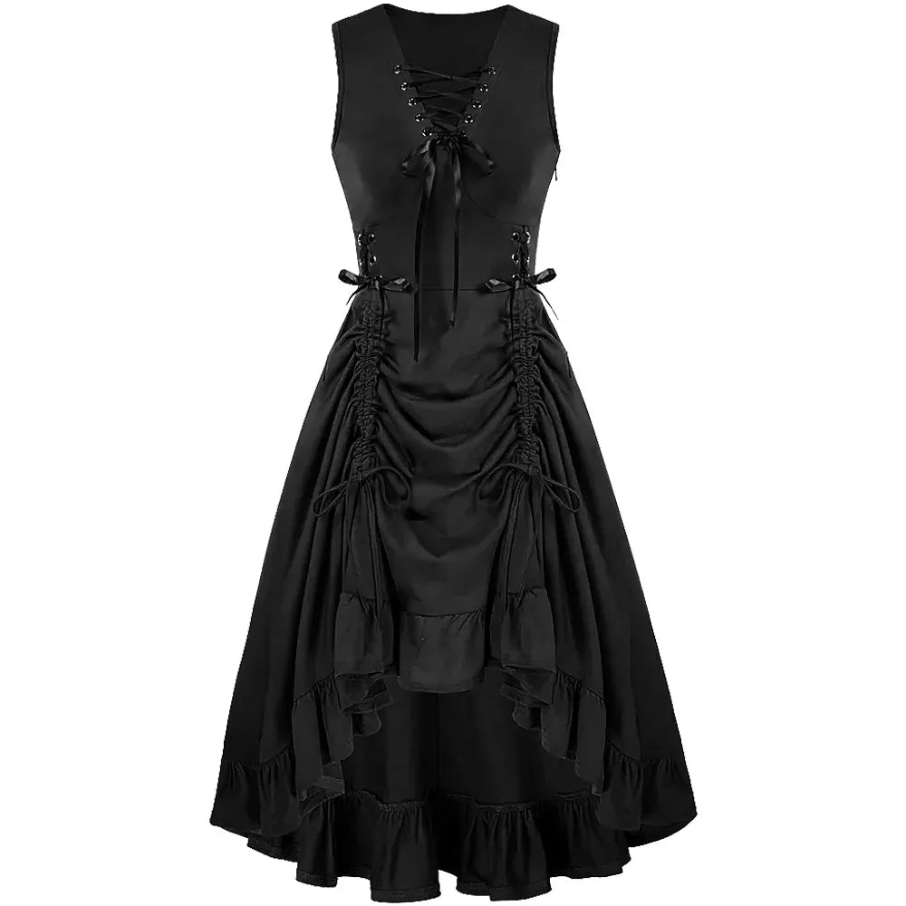 Robe Corset à Ourlet Asymétrique Noir / S