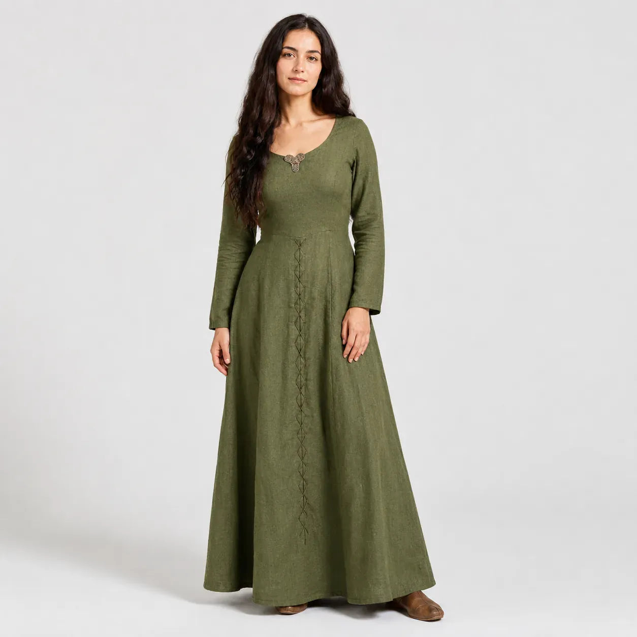 Robe de Paysanne Médiévale Vert / S