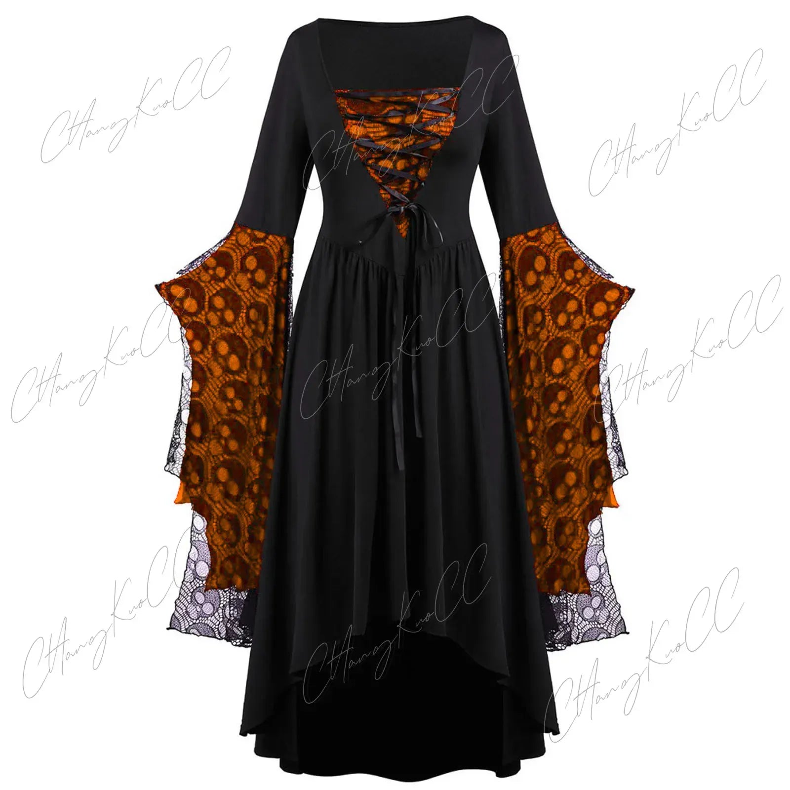 Robe Gothique de Sorcière Orange / 5XL