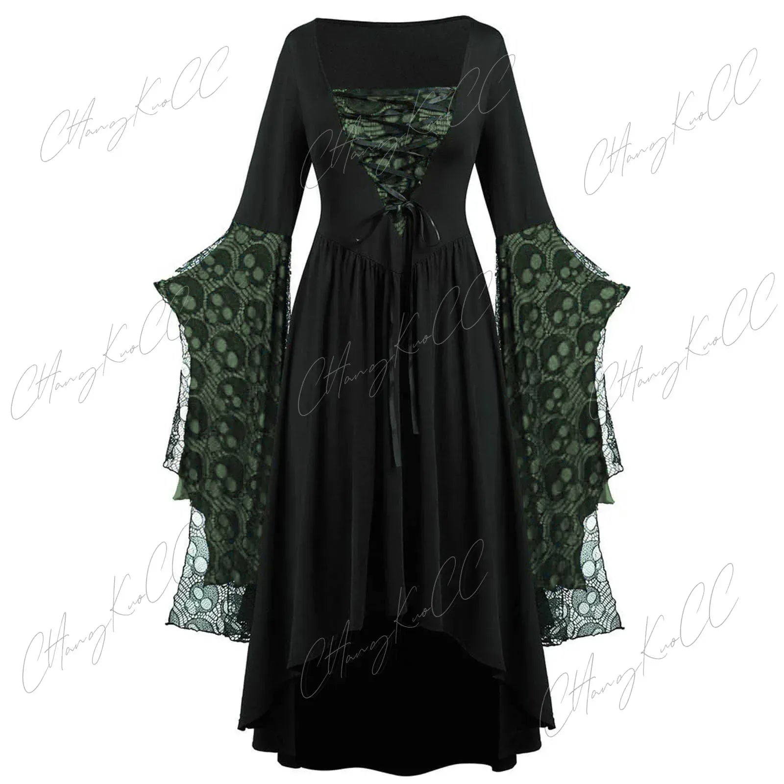 Robe Gothique de Sorcière Vert / XXXL