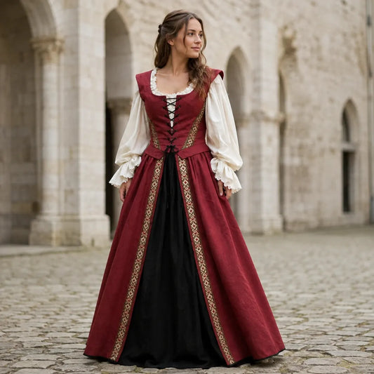 Robe Médiévale à Galon Doré