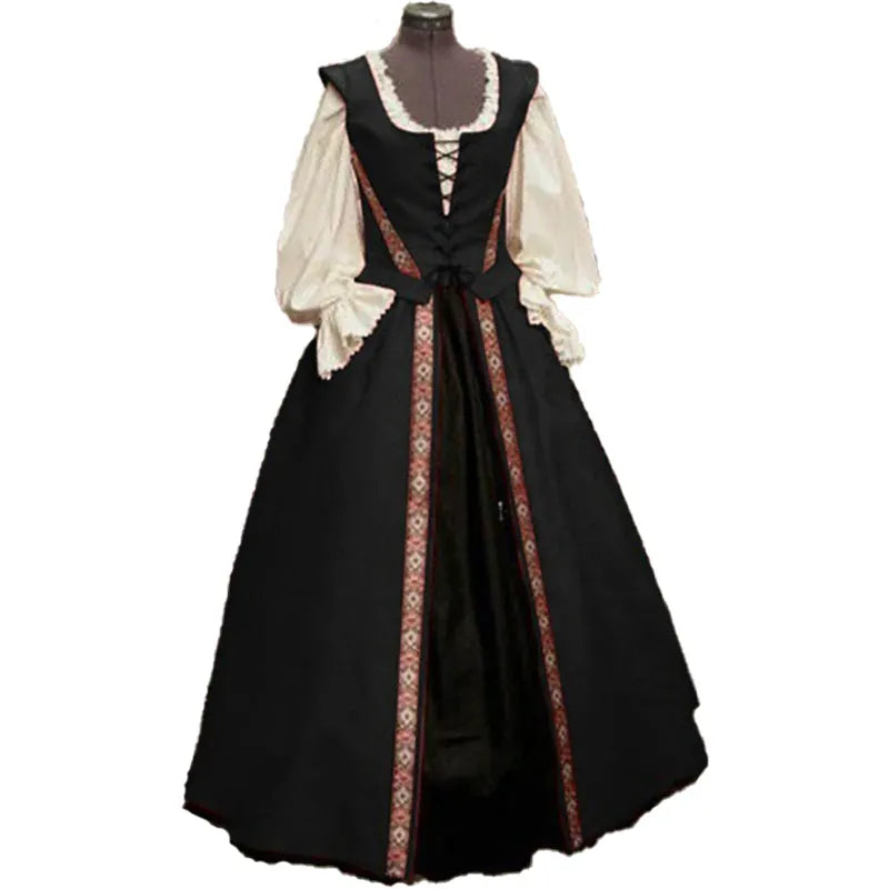 Robe Médiévale à Galon Doré Noir / S