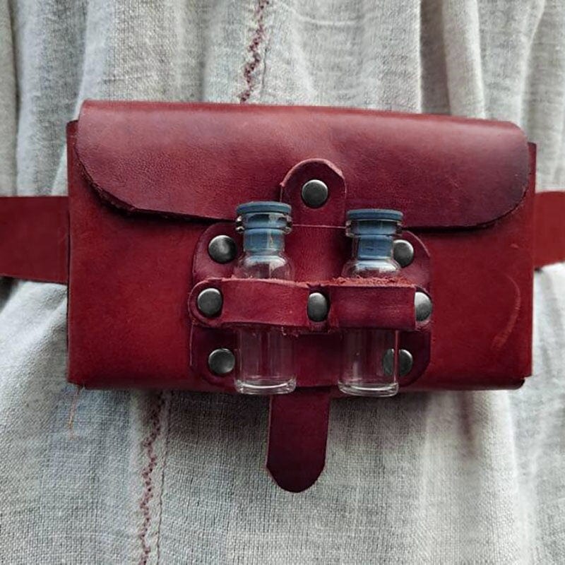 Sacoche Porte-Fiole d'Alchimiste + Ceinture Rouge