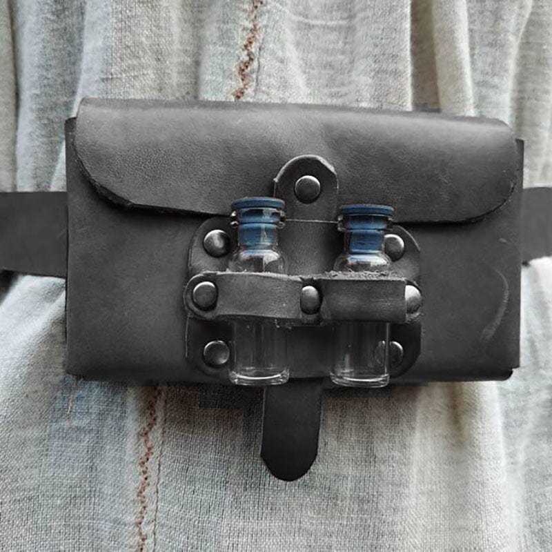 Sacoche Porte-Fiole d'Alchimiste + Ceinture Noir