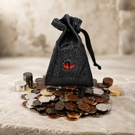 Lot de 60 pieces en metal et pochette en cuir de dragon - Mediefan