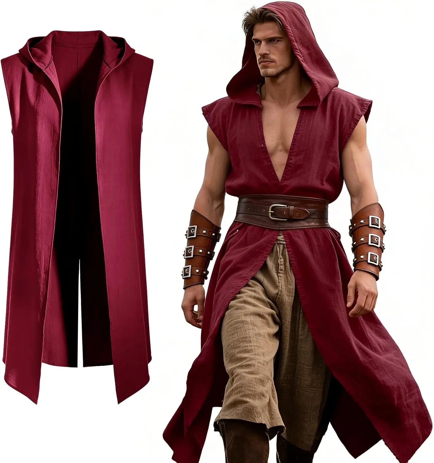 Surcot à Capuche d'Assassin Rouge / S
