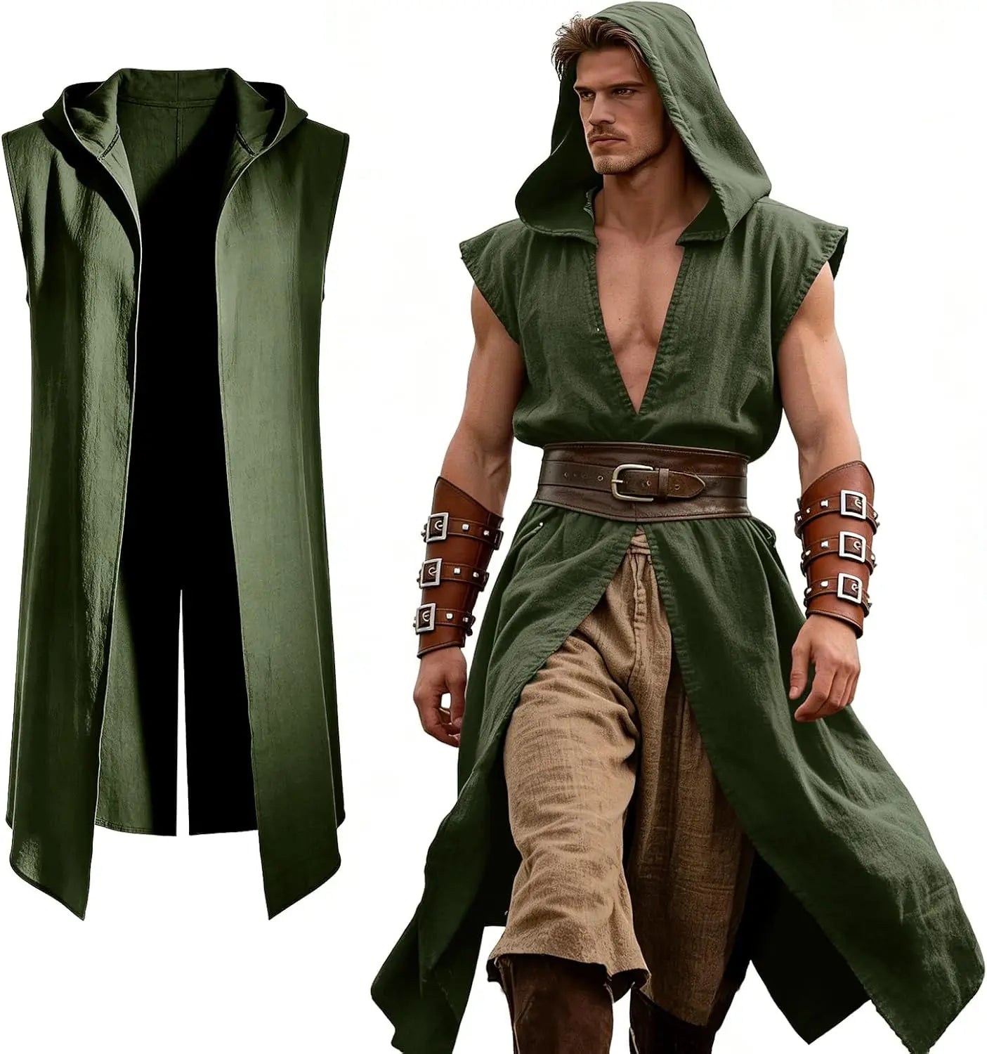 Surcot à Capuche d'Assassin Vert kaki / S