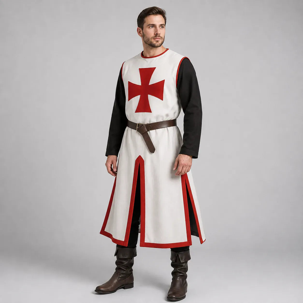 Tabard de Templier Blanc & rouge / Manches longues / S