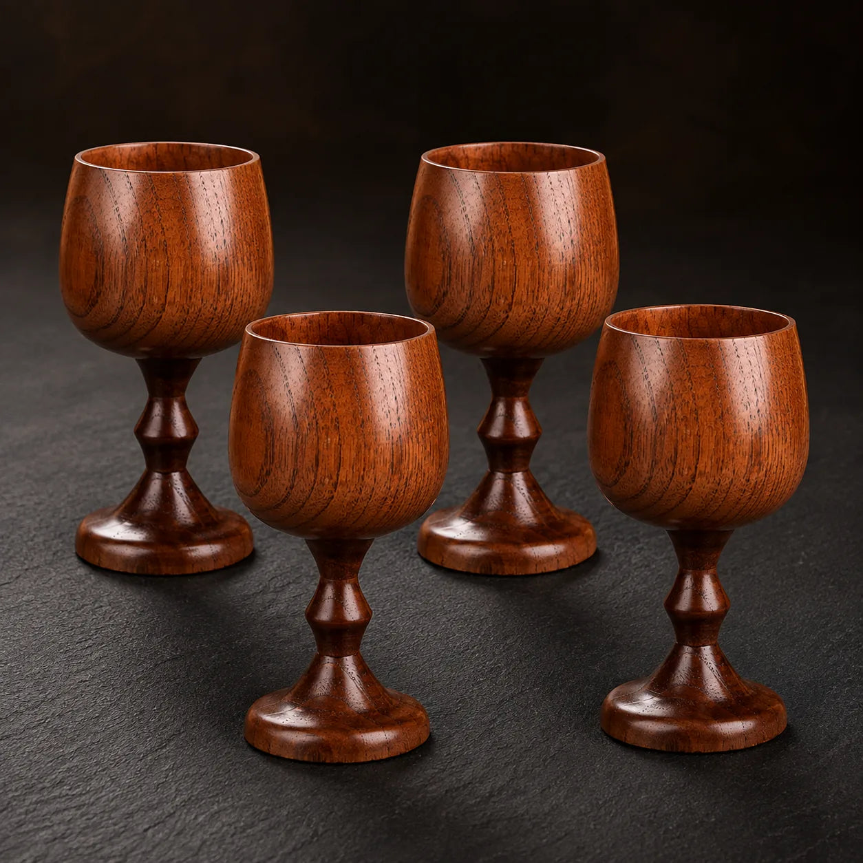 Lot de 4 gobelets en bois d epicea - Mediefan