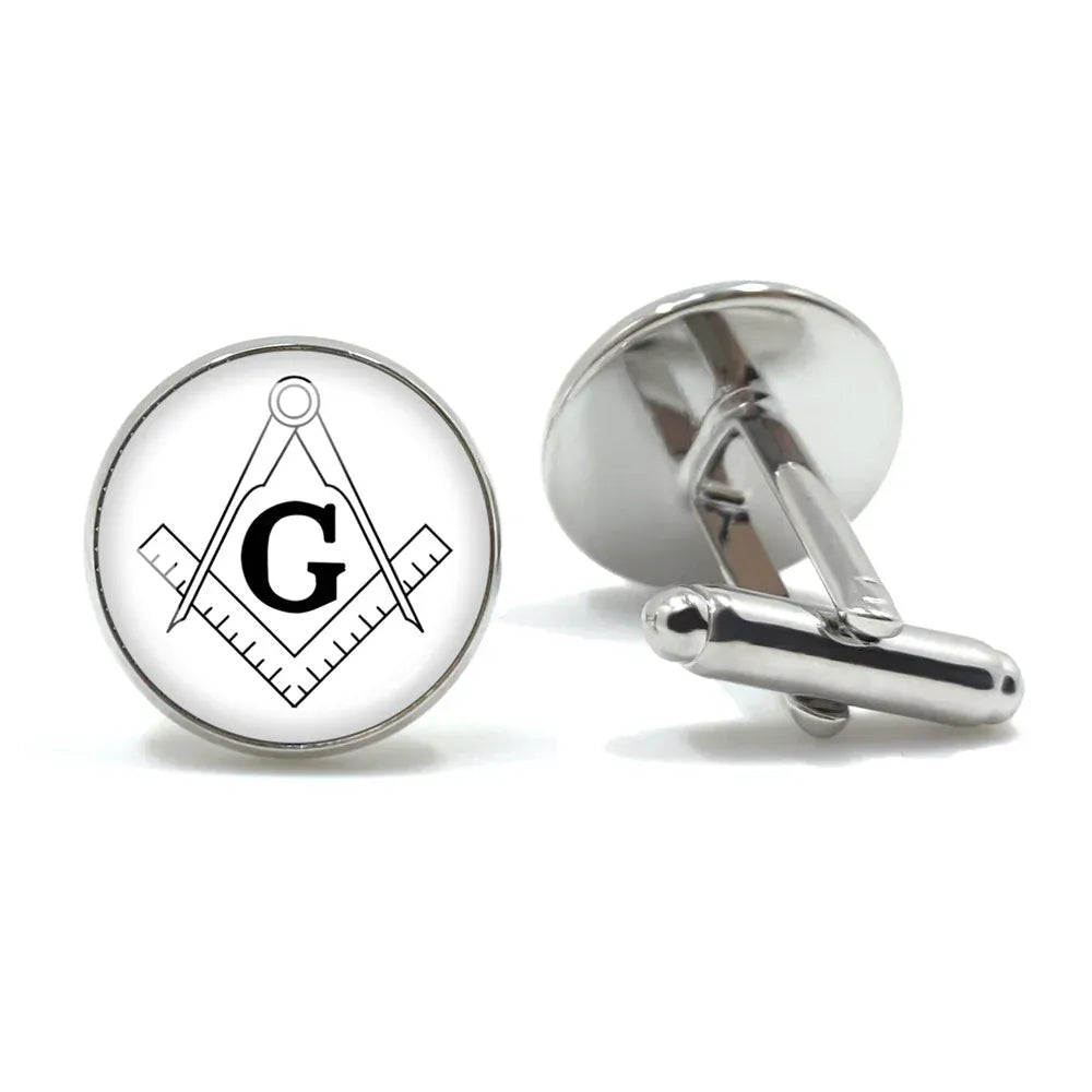 Vintage hommes manchette franc-maçon Illuminati templiers Logo maçon maçonnique verre gemme boutons de manchette costume boutons de manchette hommes chemise accessoires 13