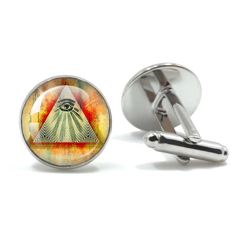 Vintage hommes manchette franc-maçon Illuminati templiers Logo maçon maçonnique verre gemme boutons de manchette costume boutons de manchette hommes chemise accessoires 16