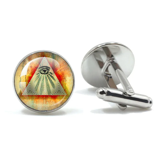 Vintage hommes manchette franc-maçon Illuminati templiers Logo maçon maçonnique verre gemme boutons de manchette costume boutons de manchette hommes chemise accessoires 16