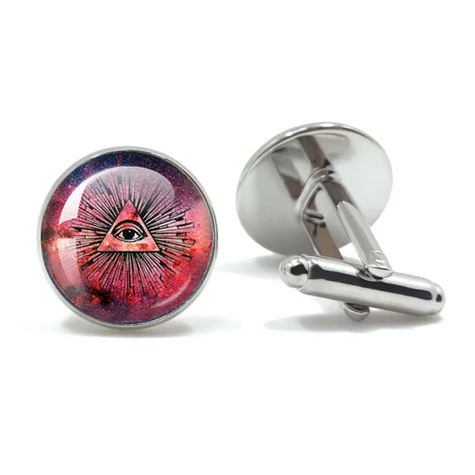 Vintage hommes manchette franc-maçon Illuminati templiers Logo maçon maçonnique verre gemme boutons de manchette costume boutons de manchette hommes chemise accessoires 17