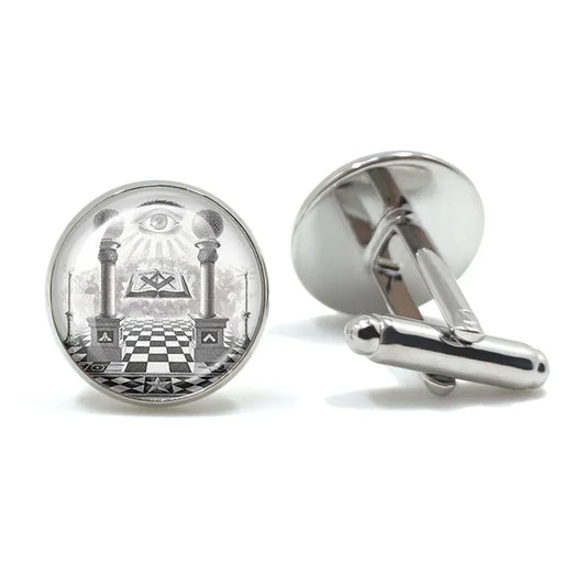 Vintage hommes manchette franc-maçon Illuminati templiers Logo maçon maçonnique verre gemme boutons de manchette costume boutons de manchette hommes chemise accessoires 20