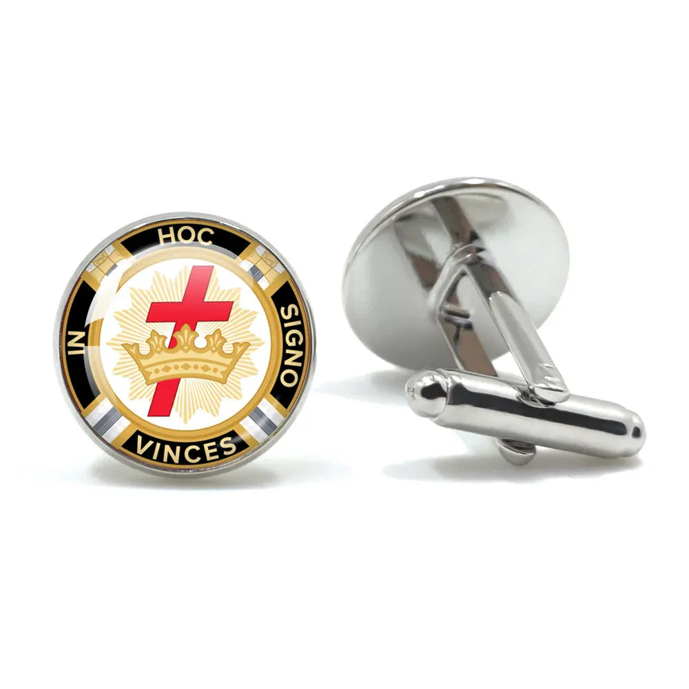 Vintage hommes manchette franc-maçon Illuminati templiers Logo maçon maçonnique verre gemme boutons de manchette costume boutons de manchette hommes chemise accessoires 3